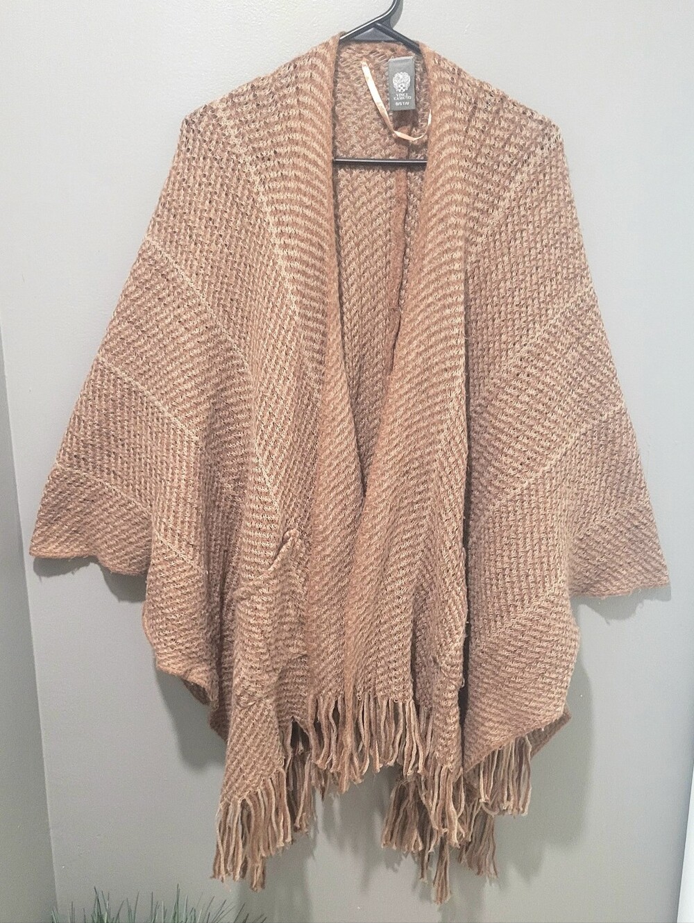 Vince Camuto Boho Fall Brown Knit Fringe Open Shaw Cardigan One Sz